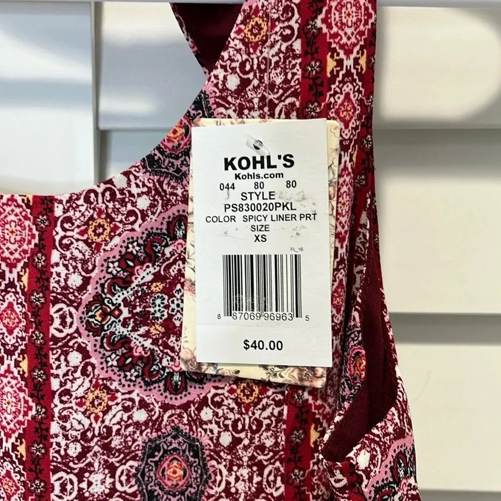 NWT xs holiday party dress bohemian pattern sleeveless open back versatile lined - Picture 3 of 7